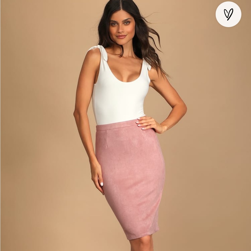 NWT Lulus Superpower Blush Suede Pencil Skirt Size Small
